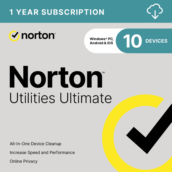 Norton Utilities Ultimate for 10 Devices, Keep your devices running for Windows PC, Android and iOS [Digital Download]