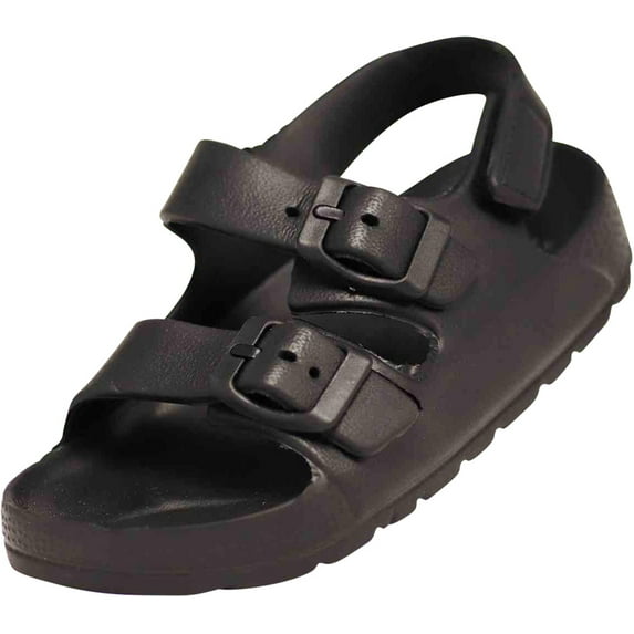 Norty Boy Girl Children Toddler Little and Big Kid 2 Strap Slide Sandal 41914-8MUSToddler (Black Strap)