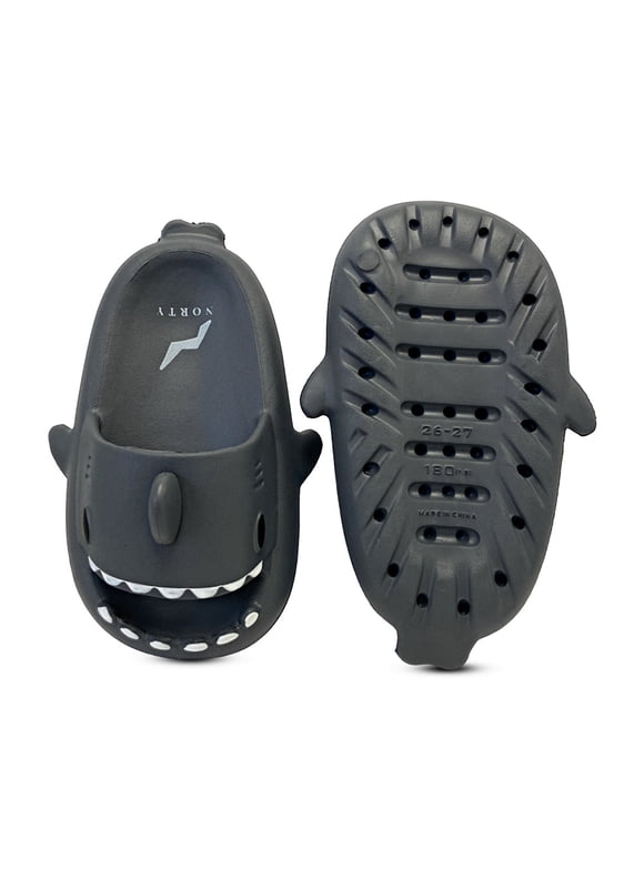 Norty Boy's Unisex Toddler to Big Kid Novelty Shark Slide Slipper Lightweight