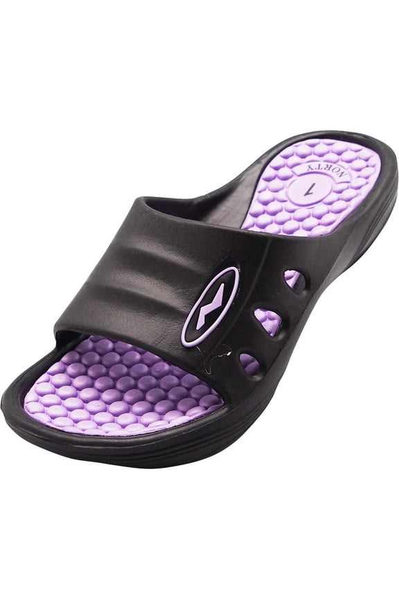 Norty Girls' Sandals Slide Flat Strap, Flat Heel Medium Width Round Toe