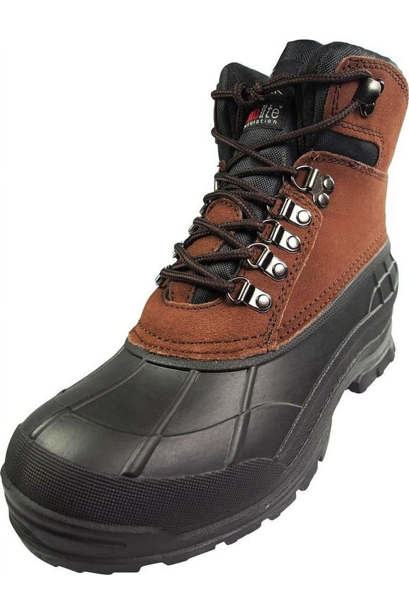 Norty Men's 7 Inch Ankle High Waterproof Leather Panel Thermolite Insulated Snow Boot