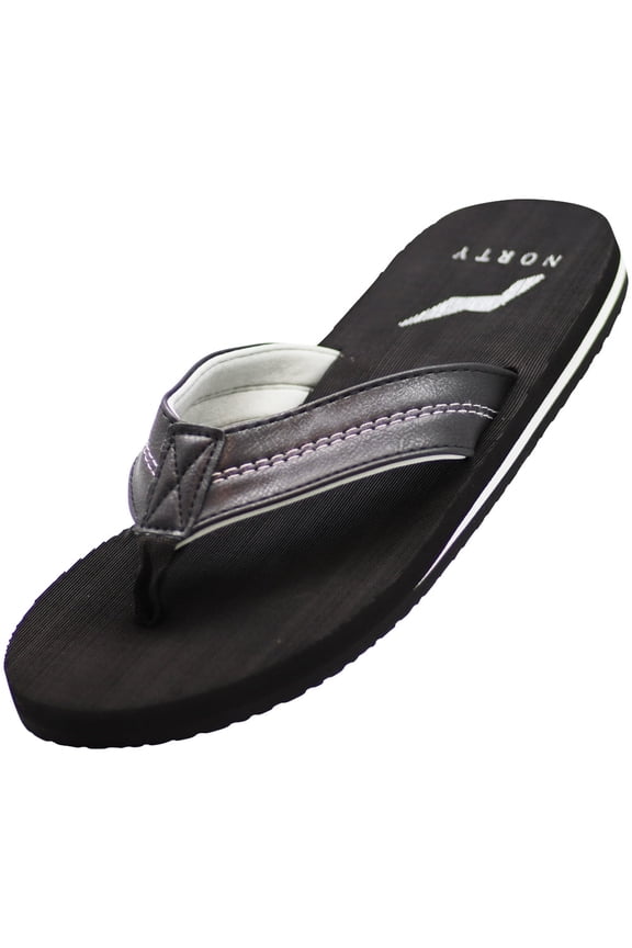 Norty Men's Soft EVA Flip Flop Thong Sandal Shoe 41500-10D(M)US (Black/Grey)