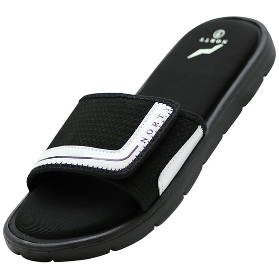Norty Mens Memory Foam Footbed Comfortable and Casual Sandal Slip On Shoe 41752-13D(M)US (Black/White)