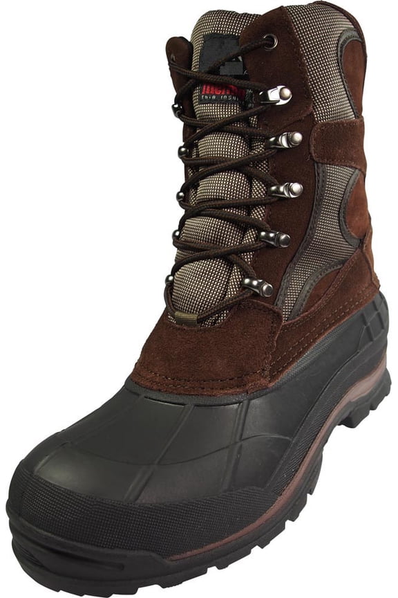 Norty - Mens Mid Waterproof Leather Panel Thermolite Insulated Snow Boot 39265-9.5D(M)US Brown