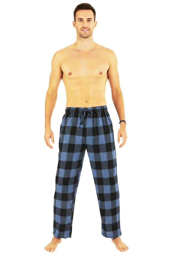Norty Mens Pajama Pants, Flannel Lounge Sleep Pant - Plaids and Solids, Cotton Blend