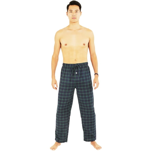 Norty Mens Pajama Pants, Flannel Lounge Sleep Pant - Plaids and Solids, Cotton Blend