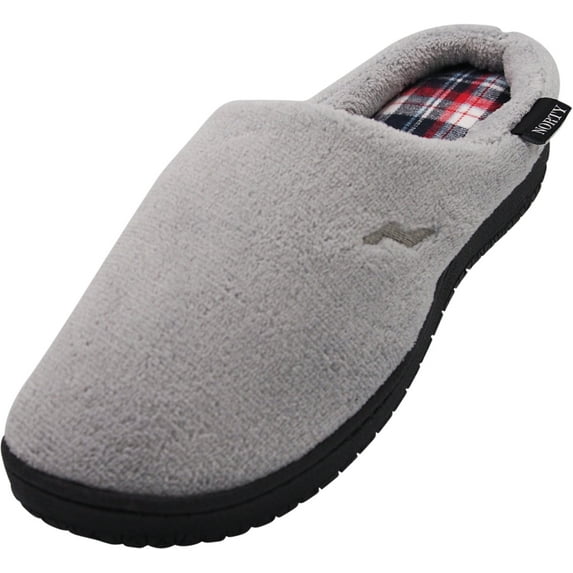 Norty Mens Slippers - Memory Foam Mule and Clog Slippers - Faux Suede, Microfiber or Flannel 40817-X-Large Grey