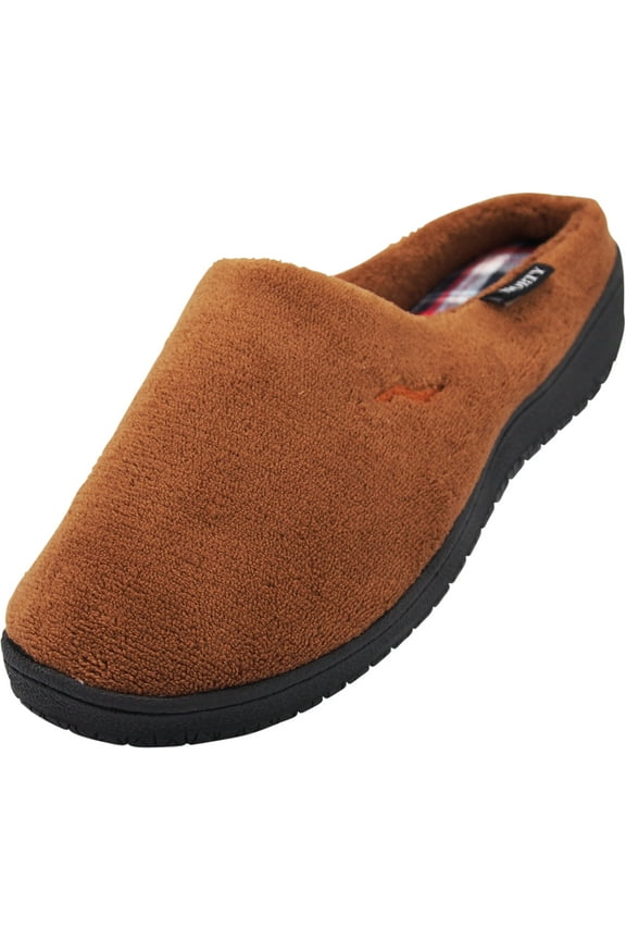 Norty Mens Slippers - Memory Foam Mule and Clog Slippers - Faux Suede, Microfiber or Flannel 40819-XX-Large Brown Microfiber