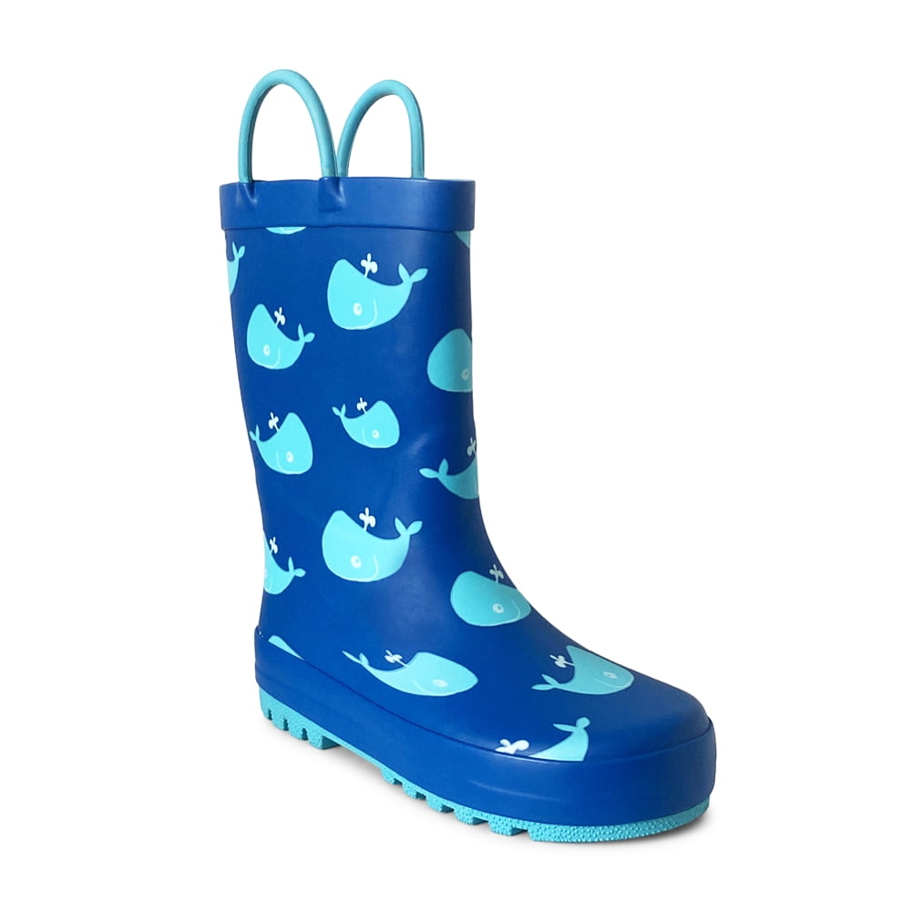Norty Toddlers Big Kids Boy's Girl's Waterproof Rubber Rain Boots  42300-10MUSToddler Matte Blue Whales
