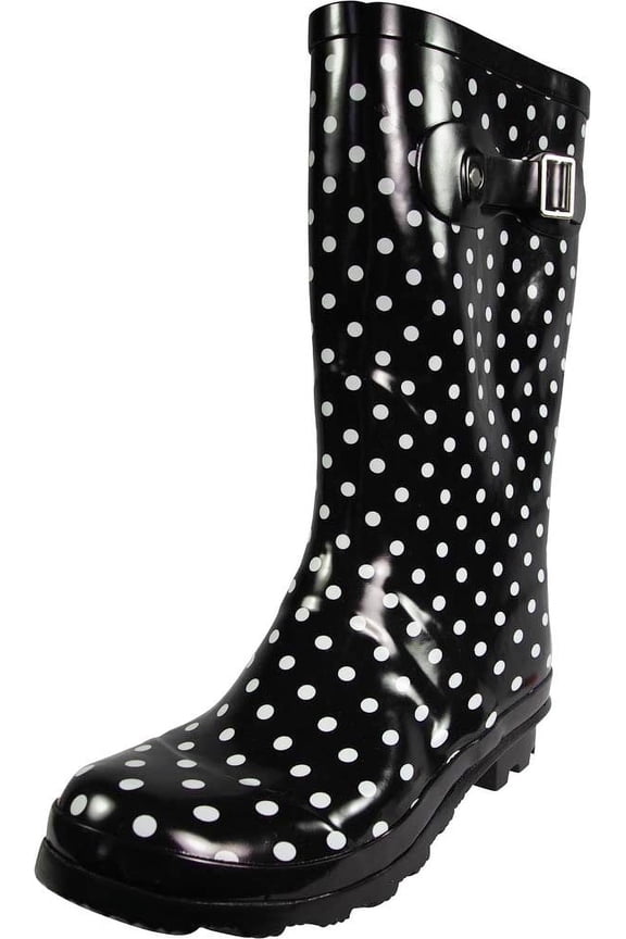 Norty Women's Hurricane Rain Boots – Waterproof Mid-Calf Length 11 inch Rubber Winter Spring and Garden Boots - runs a 1/2 size large