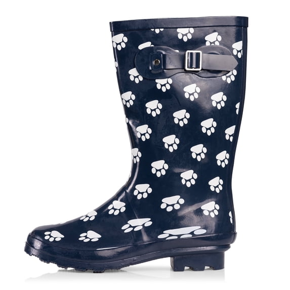 Norty Women's Hurricane Rain Boots – Waterproof Mid-Calf Length 11 inch Rubber Winter Spring and Garden Boots - runs a 1/2 size large