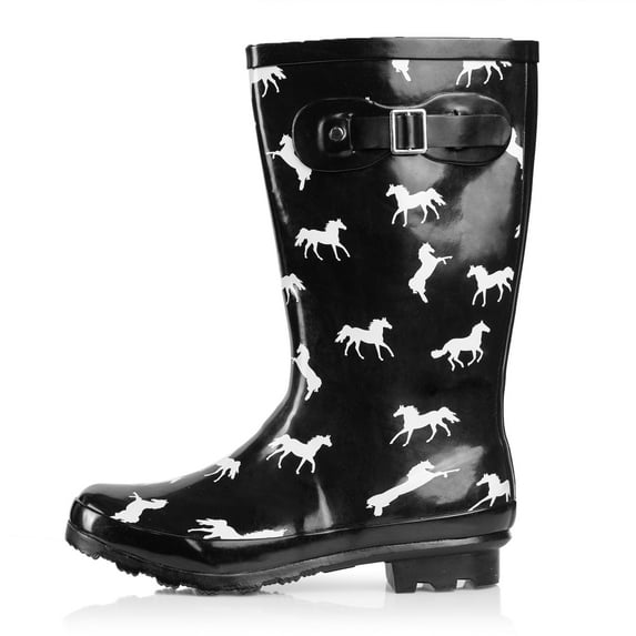 Norty Women's Hurricane Rain Boots – Waterproof Mid-Calf Length 11 inch Rubber Winter Spring and Garden Boots - runs a 1/2 size large