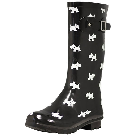 Norty Women's Hurricane Rain Boots – Waterproof Mid-Calf Length 11 inch Rubber Winter Spring and Garden Boots - runs a 1/2 size large
