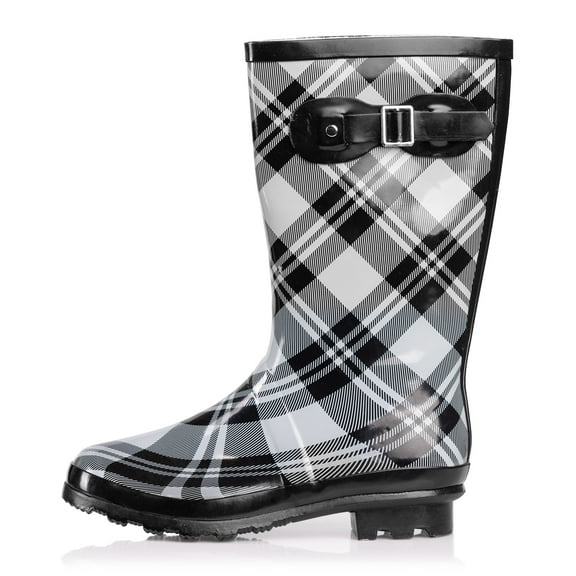 Norty Women's Hurricane Rain Boots – Waterproof Mid-Calf Length 11 inch Rubber Winter Spring and Garden Boots - runs a 1/2 size large