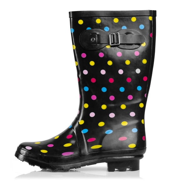Norty Women's Hurricane Rain Boots – Waterproof Mid-Calf Length 11 inch Rubber Winter Spring and Garden Boots - runs a 1/2 size large