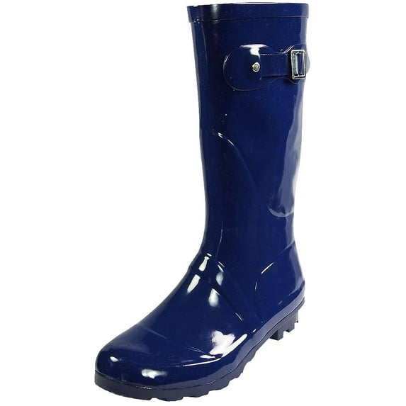Norty Women's Hurricane Rain Boots – Waterproof Mid-Calf Length 11 inch Rubber Winter Spring and Garden Boots - runs a 1/2 size large
