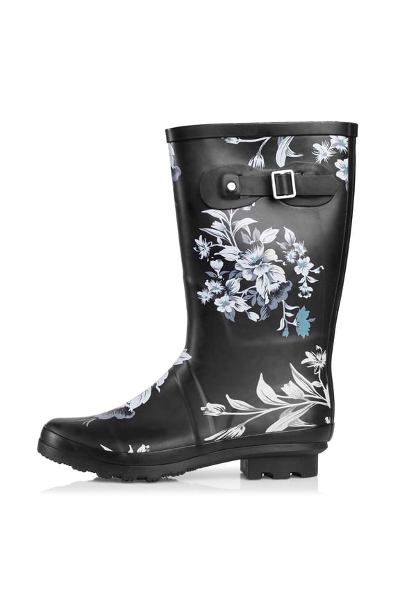 Norty Women's Hurricane Rain Boots – Waterproof Mid-Calf Length 11 inch Rubber Winter Spring and Garden Boots - runs a 1/2 size large