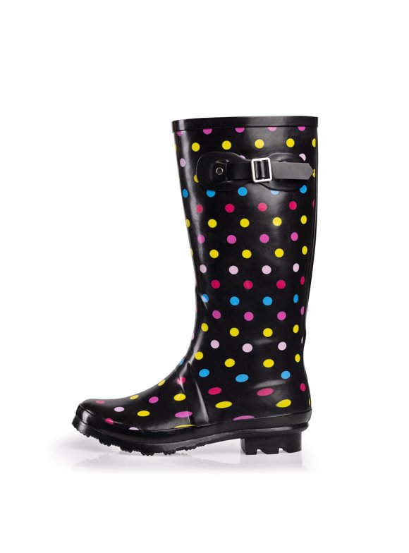 Norty Women’s Hurricane Rain Boots – Waterproof High-Calf Length 13 inch Rubber Winter Spring and Garden Boots - Runs 1/2 size large