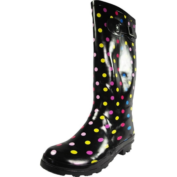 Norty Women’s Hurricane Rain Boots – Waterproof High-Calf Length 13 inch Rubber Winter Spring and Garden Boots - Runs 1/2 size large