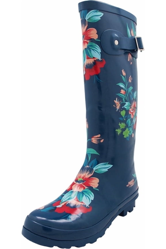 Norty Women’s Hurricane Rain Boots – Waterproof High-Calf Length 13 inch Rubber Winter Spring and Garden Boots - Runs 1/2 size large