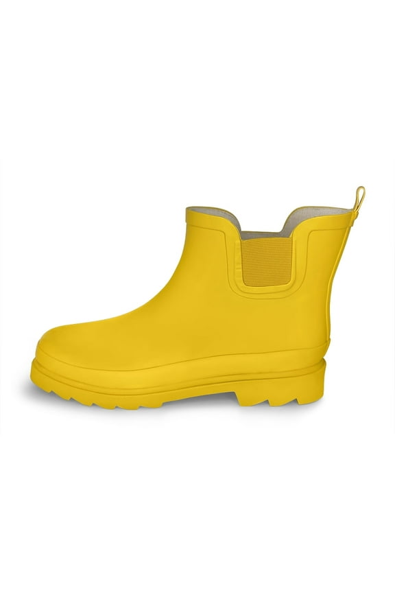 Norty Womens 6 Inch Ankle High Rain Boot Rubber Rainboot Runs 1/2 Size Large 42298-8B(M)US (Matte Yellow)