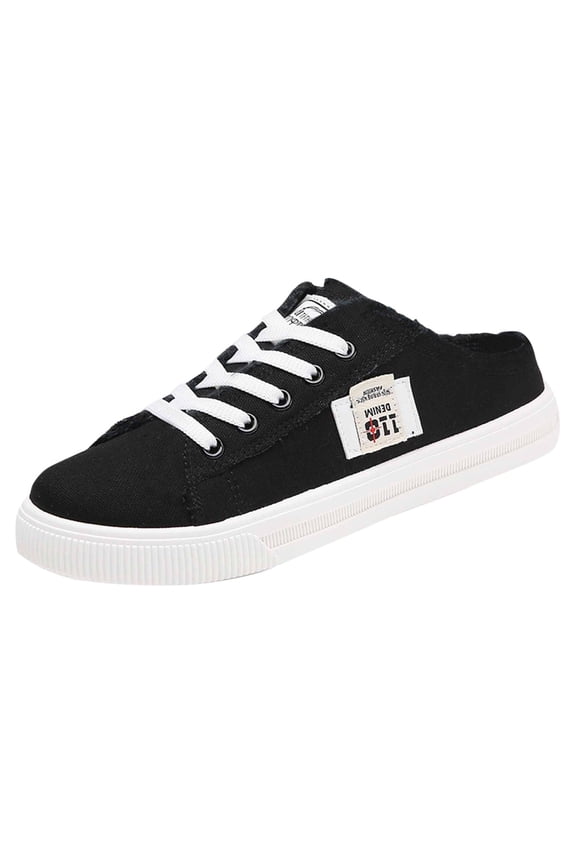 2026 New Canvas Shoes for Women Flat Bottomed Lazy Shoes, One Foot Kick Fabric Autumn Style Spring Casual Sports Preppy Flat Sneakers