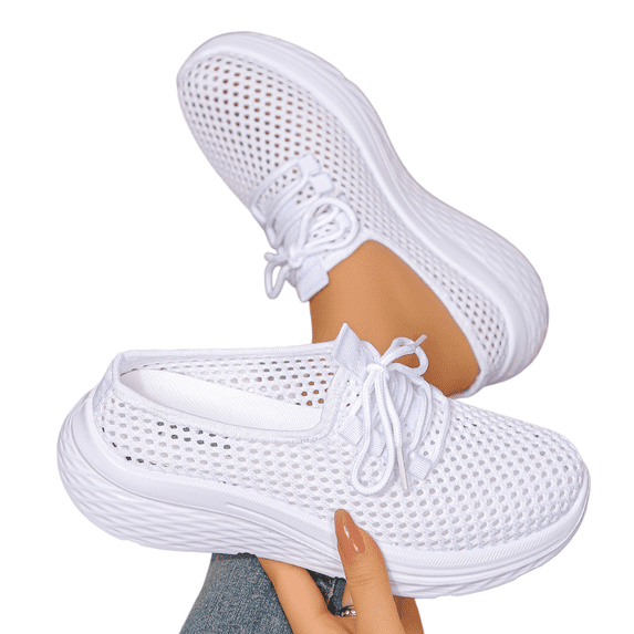 Norvail Backless Sneakers for Women Mesh Mule Tennis Shoes for Women 2026 Slide on Tennis Shoes Lightweight Breathable No Back Summer Slip on Walking Shoes