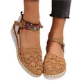 thumbnail image 1 of Norvail Closed Toe Wedge Sandals for Women Boho Lace Espadrilles Ankle Strap Buckle, Summer Beach Wedding Vacation Dress Shoes, 1 of 6