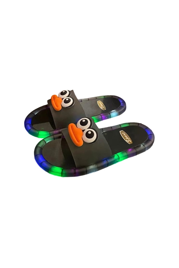 Funny Slide Sandals Women Light Up Cartoon Slides Flat, Glowing Sausage Lips Design Casual Shoes,Non Slip Comfortable Lightweight Quick Dry Summer Slippers