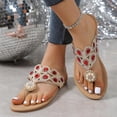thumbnail image 1 of Norvail Ladies Flat Bottomed Beach Rhinestone Lightweight Casual Buckle Toe Sandals Flip Flops, Wide Foot Sandals For Women Dressy, Breathable Sparkly Clip Toe Design For Summer Going Out Shoes, 1 of 6