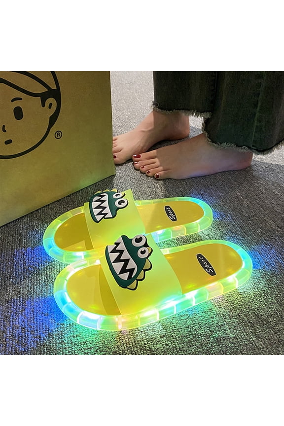 Light Up Slippers for Women, Sensor Glow Sandals Cute Cartoon Funny Slides, Flat Non Slip Comfortable Lightweight Quick Dry Summer Slippers for Indoor Outdoor