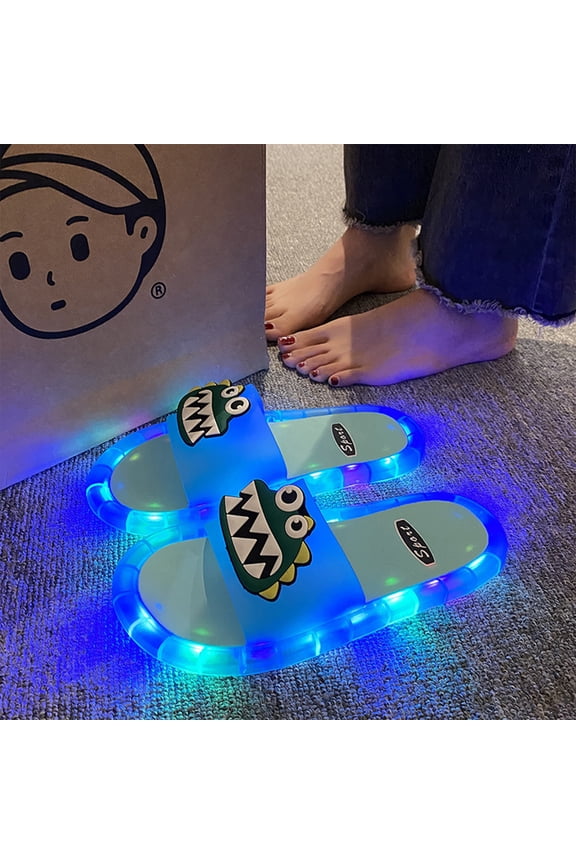 Light Up Slippers for Women, Sensor Glow Sandals Cute Cartoon Funny Slides, Flat Non Slip Comfortable Lightweight Quick Dry Summer Slippers for Indoor Outdoor