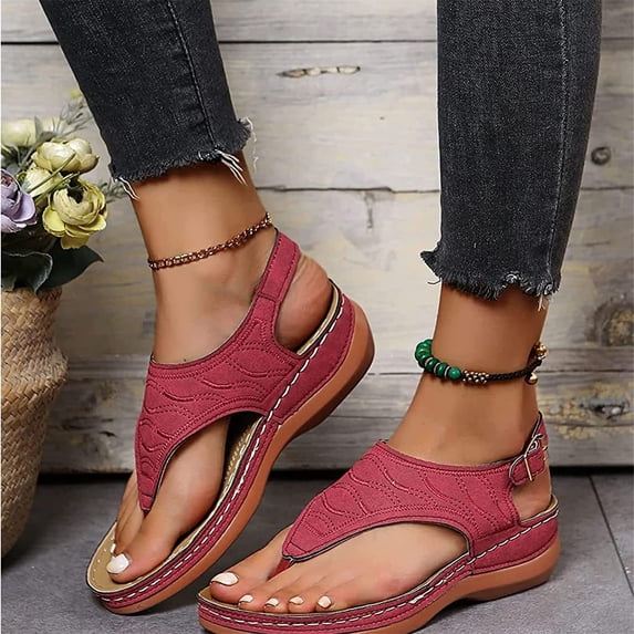 Norvail Orthopedic Sandals for Women,Walking Slippers with Arch Support Anti-Slip Breathable Sandal Vintage Flip Flops Wide Foot Sandals for Women Dressy, Anti Slip Breathable Walking Shoes