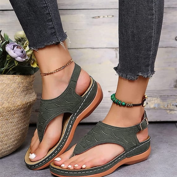 Norvail Orthopedic Sandals for Women,Walking Slippers with Arch Support Anti-Slip Breathable Sandal Vintage Flip Flops Wide Foot Sandals for Women Dressy, Anti Slip Breathable Walking Shoes