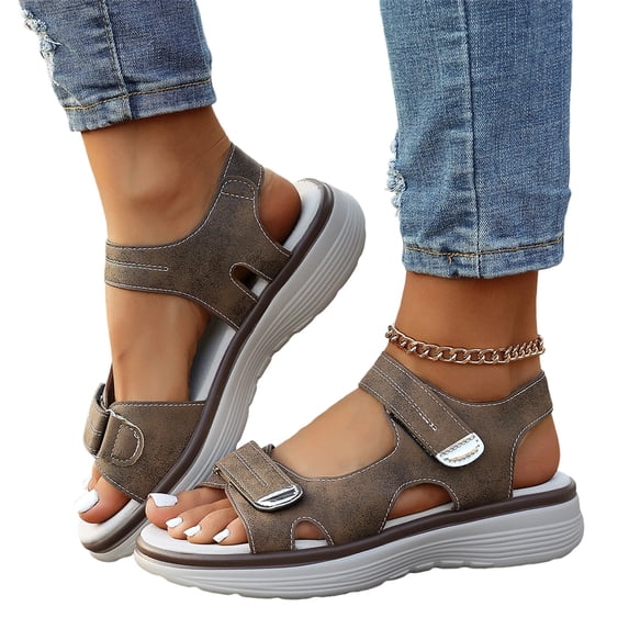 Norvail Orthopedic Sport Sandals for Women Soft Cushion Foam Comfortable Walking Sandal Arch Support Wide Fit Dress Comfy Orthotic Recovery Athletic Plus-Size Hook-and-Loop Casual Sandals