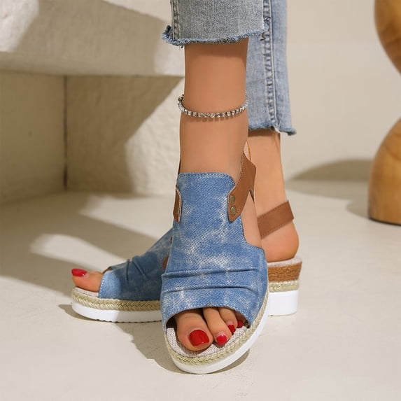 Norvail Sandals for Women Platform Wedge Open Toe Low Heel, Beach Sandals with Cushioned Footbed, Low Wedge Heel and Ankle Strap for Secure Fit, Casual Dress Sandals for Summer