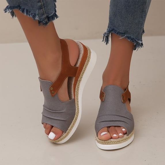 Norvail Sandals for Women Platform Wedge Open Toe Low Heel, Beach Sandals with Cushioned Footbed, Low Wedge Heel and Ankle Strap for Secure Fit, Casual Dress Sandals for Summer