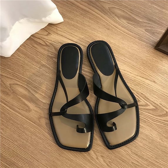 Norvail Summer One Foot Casual Beach Vacation Slippers Flip Flops for Women Arch Support Comfortable Thong Sandals with Square Toe & Lightweight Cushion Beach Slides
