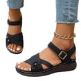 thumbnail image 1 of Norvail Summer Sandals for Women Dressy Comfortable Walking with Arch Support Wedge Soft Beach Flat Dressy Flats Open Toe Ankle Strap Shoes Orthotic Orthopedic Shoes Sandal Wedges - Casual Platform, 1 of 6