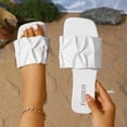 thumbnail image 1 of Norvail Womens Bow Slide Sandals, Open Toe Slip On Summer Flat Sandals, Comfortable Casual Pleated Square Toe Slide Sandals, 1 of 8
