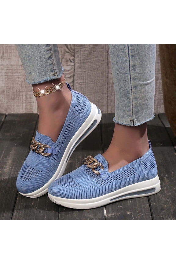 Womens Breathable Cut Out Fly Knit Casual Shoes, Summer Going Out Shoes, Lightweight Comfortable Slip On Sneakers for Daily Wear