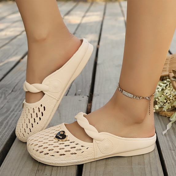 Norvail Womens Breathable Woven Toe Mary Sandals , Lightweight Slip Garden Shoes Non-Slip Comfort Sandals for Indoor Outdoor Beach Travel