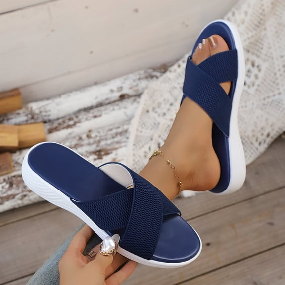 Norvail Womens Casual Platform Slide Sandals, Walking Shoes with Thick Cushioned Sole, Slip-On Strap Slippers for Outdoor Beach and Pool, Lightweight Non-Slip Footbed for All-Day Comfort