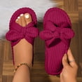 thumbnail image 1 of Norvail Womens Cute Corduroy Bow Detail Open Toe Slide Slippers Cozy Soft Anti Skid Sole Indoor Outdoor Comfortable Spa Birthday Gift Shoes, 1 of 4