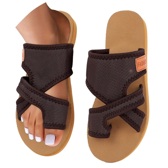 Norvail Womens Extra Wide Mesh Hollow Orthopedic Slide Sandals, Wide Foot Sandals for Women Dressy, Breathable Comfortable Beach Walking Shoes for Summer Vacation