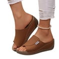 thumbnail image 1 of Norvail Womens Fashion Comfortable Breathable Platform Slides Wedge Sandals with Stitching Detail Casual Summer Mules Open Toe Arch Support, 1 of 7