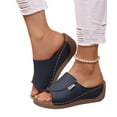thumbnail image 1 of Norvail Womens Fashion Comfortable Breathable Platform Slides Wedge Sandals with Stitching Detail Casual Summer Mules Open Toe Arch Support, 1 of 6