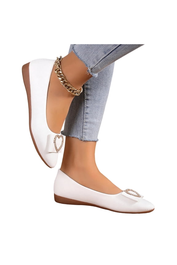 Womens Fashion Plus Size Rhinestone Heart Shoes, Sparkly Crystal Heart Embellishment on Soft Upper, Comfortable Cushioned Insole for All-Day Wear for Daily Casual