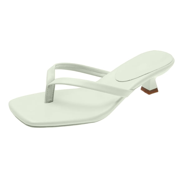 Norvail Womens Flip-Flops Kitten Heels Thong Sandals For Women Square Toe Slip On Fashion Summer Dress Sandals