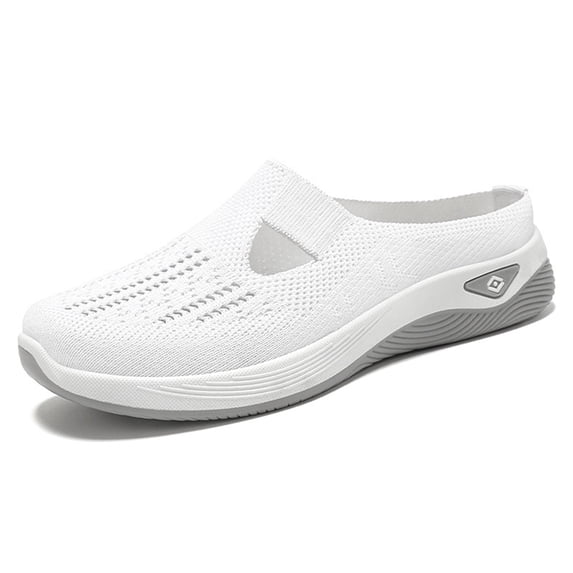 Norvail Womens Mesh Mules Slip On Shoes Light Open Back Lightweight Breathable Comfortable Walking Shoes Orthopedic Arch Support Soft Sole Wedge Walking Shoes